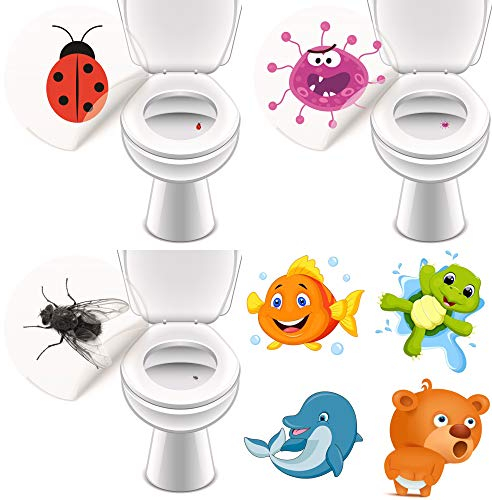 Saubere Toilette durch Toilettensticker - 16 bunte Aufkleber für das WC lustige Toilettenaufkleber