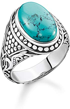 Thomas Sabo Unisex-Ring Türkis 925er Sterlingsilber geschwärzt TR2241-878-17-52
