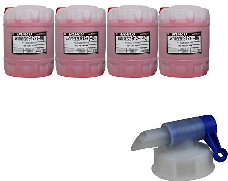 4x 20 Liter PEMCO Kühlerfrostschutz Antifreeze 912+ (-40) rot red + Auslaufhahn G12+