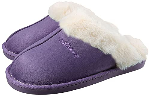 Inverno Pantofole Scamosciate da Donna Morbido Antiscivolo Scarpe Caldo Peluche Uomo Accogliente Memoria Schiuma Pantofole da Casa(Viola 36/37 EU)