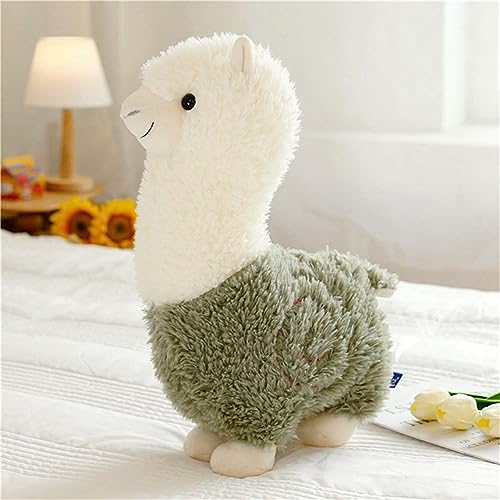 GLITZFAS Alpaka Stofftier Plüschtier, süße weiche Kuscheltier plüsch Pferd Spielzeug (Grün,28 cm)