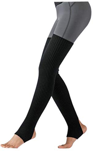 ACVIP Damen Lange Beinstulpen Ballettstulpen mit Fersenloch Beinwärmer Stulpen Legwärmer(Schwarz)