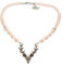 Alpenflüstern Perlen-Trachtenkette Hirsch - Damen-Trachtenschmuck mit Hirsch-Geweih, Elegante Dirndlkette rosa-rosé DHK203
