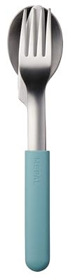 Mepal Bloom Besteck-Set 3-teilig - Outdoor Besteck aus Edelstahl - Gabel, Messer, Löffel mit Kunststoffhülle - Perfekt für Camping & Unterwegs - Nordic Green