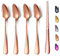 HOMQUEN Ensemble de 5 Cuillères à Pamplemousse Le Cuivre, 4 Cuillères à Pamplemousse en Acier Inoxydable et 1 Couteau à Pamplemousse, Ensemble D'ustensiles de Pamplemousse, Cuillère à Bords Dentelés