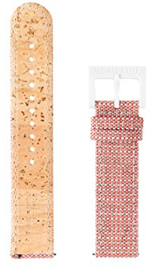 Mondaine Uhrenarmband Straps, in der Farbe Rot, aus Kork/Textil, Anstoßbreite: 20 mm, FT3120.30A
