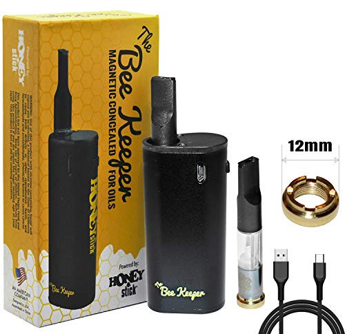 Honeystick BeeKeeper Vape Pen Battery Starter Kit MOD Rechargeable for 510 Thread Cartridges for CBD and Thick Oil Includes Empty Cartridge Premium Quality Electronic Vaporizer No Nicotine (Black)