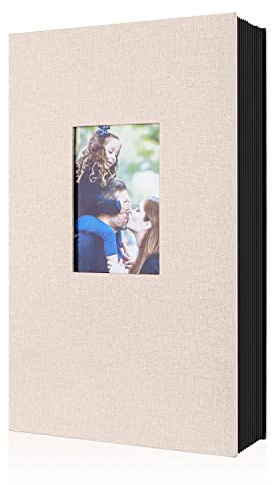 Lanpn Album Fotografico 10x15 300 con Tasche, Biancheria Porta Foto Album Portafoto Orizzontali 10x15cm Tascabile Tasca Beige