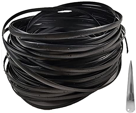 Rattanmöbel-Befestigungsset, Korbgeflecht-Reparaturmaterial, schwarzes flaches Kunststoffgewebe für die Installation von Rattanmöbeln und Gartenstuhlkorb, 70 m (Schwarz-1)