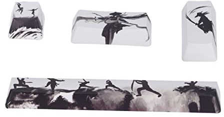 ciciglow Keycaps, 4Pcs DIY Keycaps Kit PBT Cartoon Pattern Five Sides Sublimation Custom Keycap Space/ESC/Enter/Numpad Enter Keycap für Mechanische Tastatur