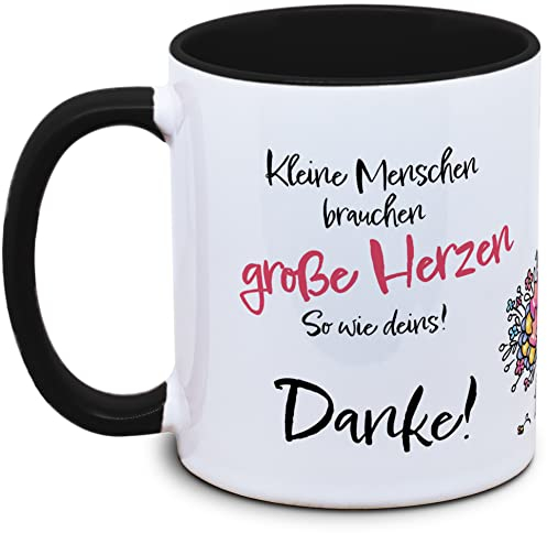 Tassenkasper - Tasse für Erzieherin: Kleine Menschen brauchen große Herzen! So wie deins! Mit Name, Kindergarten Abschiedsgeschenk