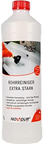 Novadur Rohrreiniger Extra Stark 1 Liter Flasche löst organische Ablagerungen Haare Fett Seife