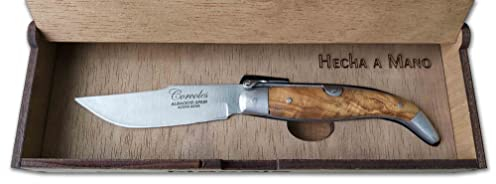 Genérico Corcoles Navaja Teja Albacete Olivo 8,5 cm. Albacete Personalizada con tu Nombre.