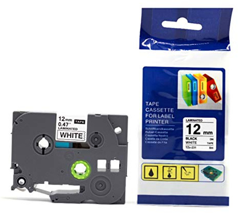 STARWAVE Compatible for Brother P-Touch Printer Label Tape Tze-231 Tz-231 12mm Black on White TZ TZE 231 Laminated Ribbons