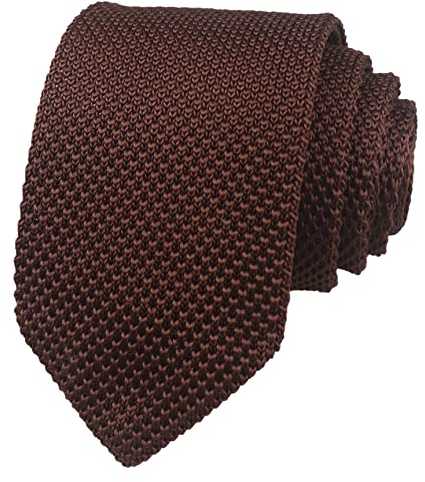 Secdtie Herren Skinny Knit Tie Vintage Mixed Pattern Casual 6,1 cm Krawatte – verschiedene Designs, Cognac-Braun, Einheitsgröße