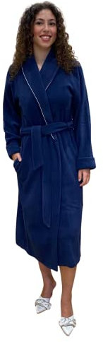 SGARLATA HOME Vestaglia da Donna in Pile di Viscosa modello Scialle Classico Art. Nina (XL, Blu)