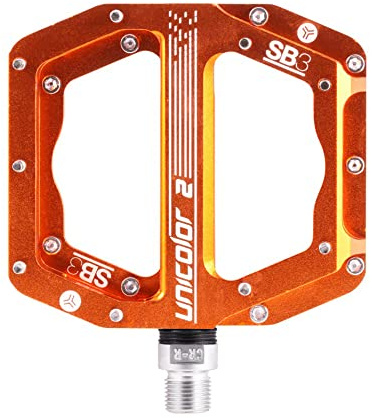 SB3 Unicolor 2 Pedale für Fahrrad, Aluminium-Körper, Crmo-Achse, Noppen, Flache Pedale, ideal für Wandern und All Mountain – Orange