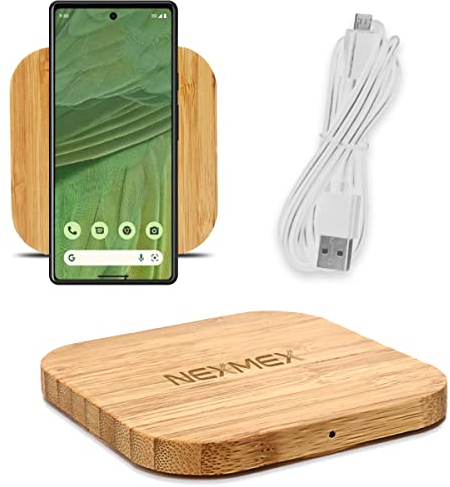 NEXMEX QI Induktive Ladestation aus Bambus kompatibel mit Gigaset GX6 Induktionsladegerät aus Echtholz Wireless Charger Kabelloses Universal Schnellladegerät