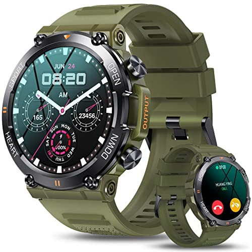 AVUMDA Smartwatch Herren mit Telefonfunktion,1.39 HD Fitnessuhr, Militär Smart Watch mit Blutdruck-,SpO2,Pulsuhr, Schrittzähler, 120 Sportmodi Sportuhren,Wasserdicht Uhren Herren für iOS Android