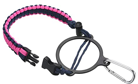 PATIKIL Water Bottle Holder, Paracord Handle Carrying Lanyard Strap Carrier with Ring for 12oz to 64oz Wide Mouth Bottles, Pink, Dark Blue