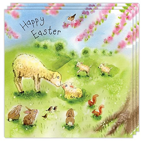 Twizler Osterkarten 3 Stück – Lämmchen Design – niedliche Osterkarten Multipack – 3 Stück Osterkarten – Frohe Osterkarten