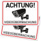 2er Set Achtung Videoüberwachung Schild (30x20 cm Kunststoff) - Schild Videoüberwachung