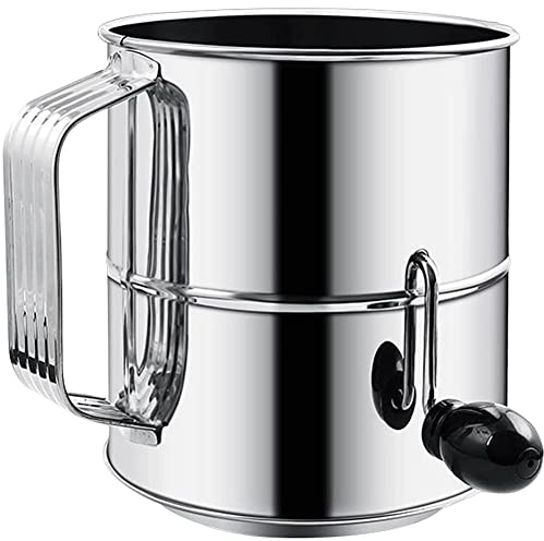 TPPIG Flour Sieve with Crank for Fine Mesh Sieves for Pastries, Cupcakes, Cake Decoration.