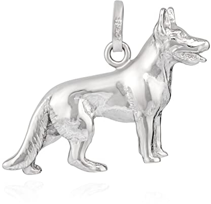 NKlaus Kettenanhänger Schäferhund mit Schlaufe 925 Silber Silberanhänger rhodiniert 13746