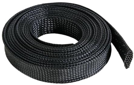 UKCABLE-TIES 10ft Cord Protector Wire Loom Tubing Cable Sleeve Non Split Sleeving For USB Cable Power Cord Audio Video Cable Protect Cat From Chewing Cords Black (50mm)