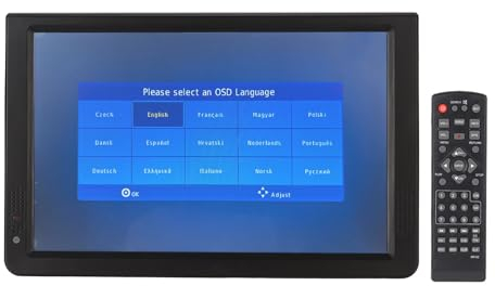 Tragbarer 12-Zoll-Digitalfernseher, TFT-LED-HD-Bildschirm, für Auto, Wohnwagen, Camping, Outdoor oder Küche, Eingebauter Akku, Unterstützt Analog-TV, USB-Karte