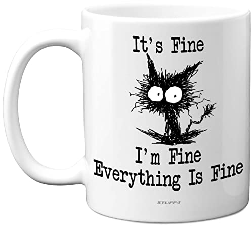 Fun Novelty Mug - Its Fine - Funny Gifts for Her Him, Mugs Gift for Women Men, Dad Birthday Gifts, Mum Birthday Christmas, Mothers Day, Fathers Day, Novelty 11oz Ceramic Dishwasher Safe