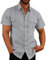 VUIOYRG Stretch Short Sleeve Shirt with Pockets,Men's Summer Cotton Button Down Casual Shirts,Plain Regular Fit Casual Business Shirt, Lightweight Beach Tops (Gray,XL)