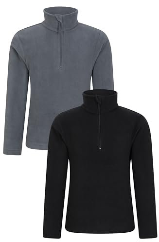 Mountain Warehouse Camber Kids Fleece - Multipack Girls & Boys Sweater, Microfleece, Lightweight, Quick Dry - Best for Camping, Outdoors, Travelling & Hiking Black Kids Size 2-3 Years