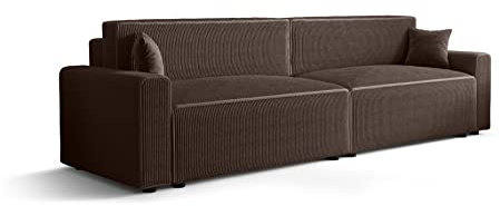 ALTDECOR Wohnzimmer Couch mit Schlaffunktion, Polstercouch rückenecht gepolstert, ideal als Gästebett - MIRI-X2-BIS - 292x85x90 cm Braun