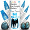 5 Metallic Acrylic Paint Pen - Extra Fine Tip, Thin & Jumbo (1mm, 3mm, 6mm, 10mm, 15mm) - Permanent Blue Markers for Metal, Fabric, Plastic, Canvas, Wood, Rock, Glass