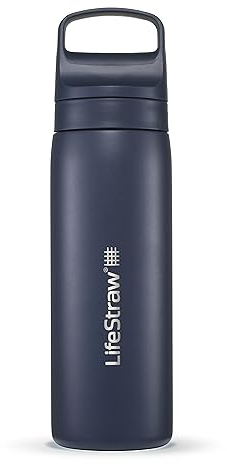 LifeStraw Go Series — Gourde filtrante en inox 500ml pour les voyages et l’utilisation quotidienne. Élimine les bactéries, les parasites et microplastiques, améliore le goût, Aegean Sea (bleu)