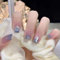 SINLOV Lot de 24 faux ongles carrés roses courts à presser - Faux ongles français à paillettes brillantes pour femmes et filles…