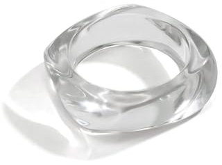 Rrdaily Dicker, breiter Acryl-Armreif für Damen, Teenager, Mädchen, unregelmäßiger, großer, quadratischer Armreif, transparenter Harz, Kunststoff, orangefarbener Süßigkeiten-Armreif,