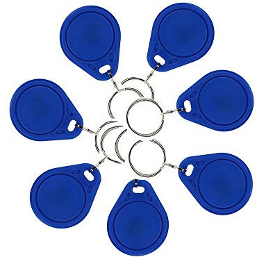 AOAMZ 10 x RFID Badges 13.56Mhz UID Changement de Porte-clés modifiable Mif 1K Token NFC Tag Proximité Transpondeur Réinscriptible RFID Écriture Accessable Carte de contrôle d'accès - Bleu