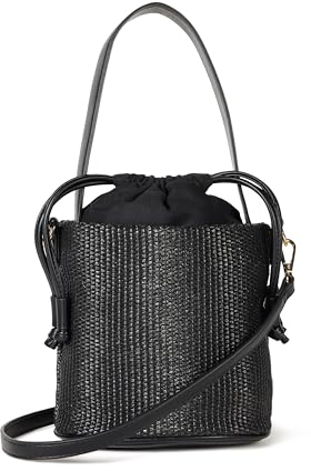The Drop Beuteltasche für Damen, Dallas, Schwarz/Schwarzes Stroh, Einheitsgröße
