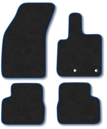 Fiat 500e (2020+) Carpet Car Mats | Blue Edge Trim Tailored Fit Floor Mats Full Coverage Protection Accessories Easy Clean Anti Slip Made in the UK