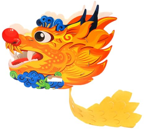 EWOKE Chinesischer Neujahrsdrachen basteln,Chinesischer Neujahrs-Papierdrache,Papier-DIY-Bastel-Frühlingsfest-Dekoration | Stabile Struktur, Sternzeichen-Maskottchen, Drachenkopf, multifunktionales
