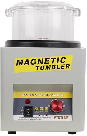 PTKTLAM KT-185 Magnetic Tumbler Jewelry Polisher 180mm Polishing Barrel | 200g Burnishing Pins, Automatic Forward and Reverse Rotation, For Jewelry