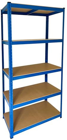 Scaffale Metallo 180 x 90 x 45cm, a 5 Ripiani, Capacita' 875kg, Blu