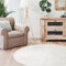 Interiyou Fargo - Teppich Wohnzimmer 120x120 cm Rund Creme - Kurzflor Waschbar und rutschfest - Flauschiger Fellteppich aus Kunstfell - weicher Langflor Fell