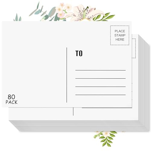 COIDEA Blank Postcards for Mailing, 80 Post Cards for Mailing, 300 GSM White 4 x 6 inches Cardstock Paper Mailable Printable Postcards Bulk for Birthday, Thank You, Business Postcards