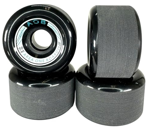 AOB Premium Longboard/Cruiser 2K Rollen Wheels (4 Stck.) Set Rundlauf kalibriert aufgeraut geschliffen (Schwarz 70x42mm 78A)