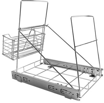 mumisuto Mülltrennsystem Verstellbares, Einbaumülleimer Küche, Material Stahl, Mülleimer Ausziehbar für 7-11 Gallonen Mülleimer, Mülleimer Unter Spüle für Küchenschrank, Mülleimer Nicht Inbegriffen