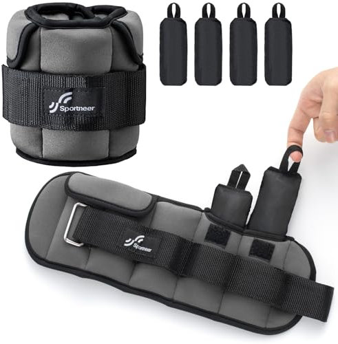 Sportneer Poids de cheville réglables : poids de jambe réglables améliorés pour la gym, le fitness, l'entraînement, 0,45 à 2,3 kg par cheville, 0,9 à 4,5 kg par paire