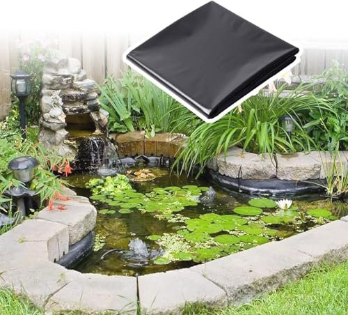 HDPE Teichfolie 1mX10m,Schwarz HDPE Teichfolien Schwerlast,Dichtungsfolie Teichmembran Schwimmteich Folie Gartenteich Teichplane für Fischteiche,Brunnen,Wassergarten und Wasserfall(Größe:1x10m